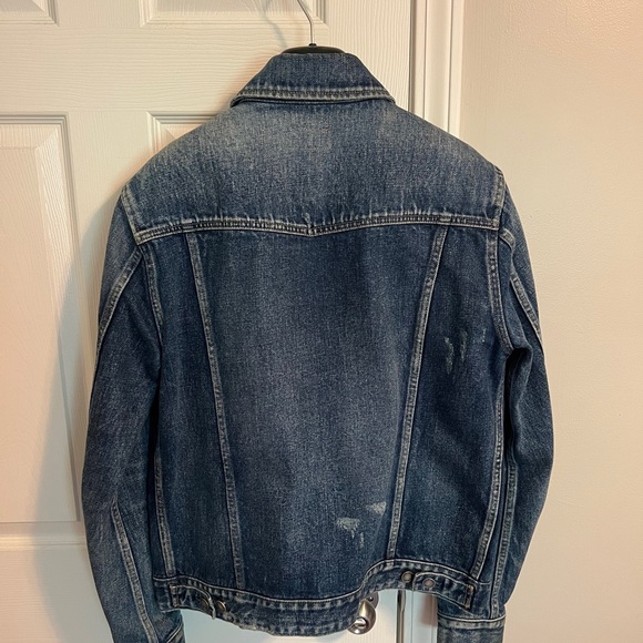 Saint Laurent Classic Distressed Denim Jacket with Snap closer size XL - Picture 2 of 5